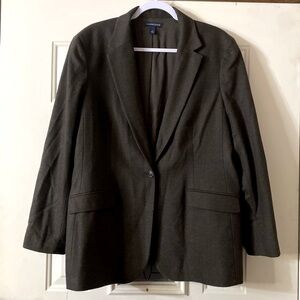 Lands' End Women's Brown/Olive Green Wool Blazer